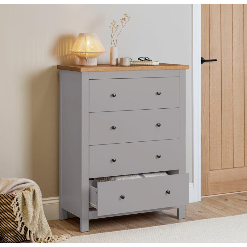Maryhannah 79 cm W Chest of 4 Drawers, Stone Grey