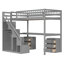 Lit mezzanine simple avec deux commodes, bureau et bande lumineuse-1029131757