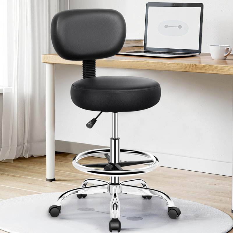 Chaise de dessinateur avec dossier, Poli, Noir