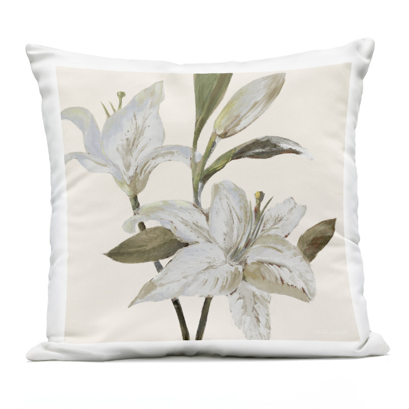Coussin neutre imprimé à l'extérieur Lilies at Dawn, design par Lanie Loreth, 18 x 7 x 18, Simple