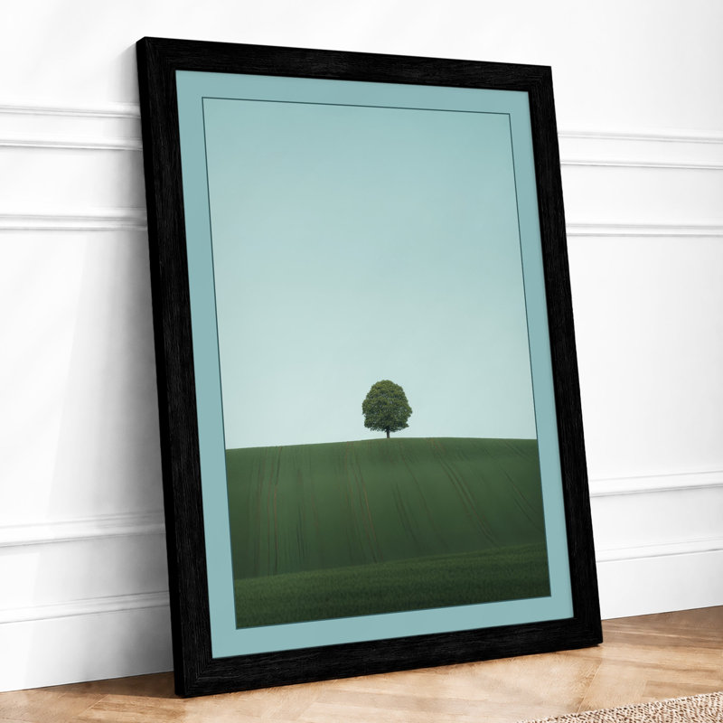 Solitary Tree On Hill Scandinavian - Print, A1 - 84.1 x 59.4 cm, Black