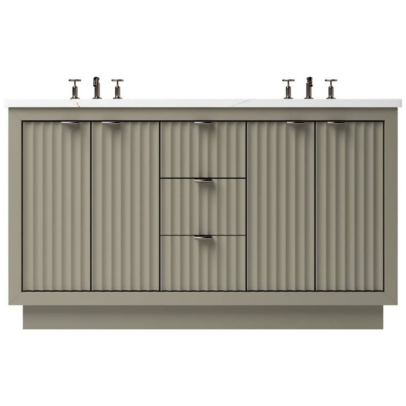 Lecrieú Double Bath Vanity, French Olive, 60", Champagne Bronze