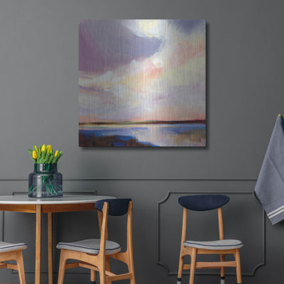 Art mural en métal Highland Dunes «Sunset On Gull Lake» par Katrina Pete