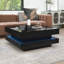 Table basse moderne avec finition ultrabrillante, lumière DEL, rangement et design géométrique-1084280304