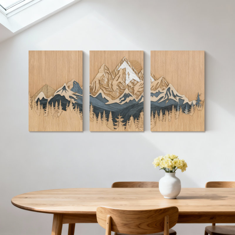 Paysage et nature, chaîne de montagnes, ensemble de 3 impressions sur toile, H 18 po x l 36 po