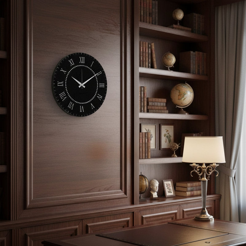 Metal Round Roman Numerals Wall Clock