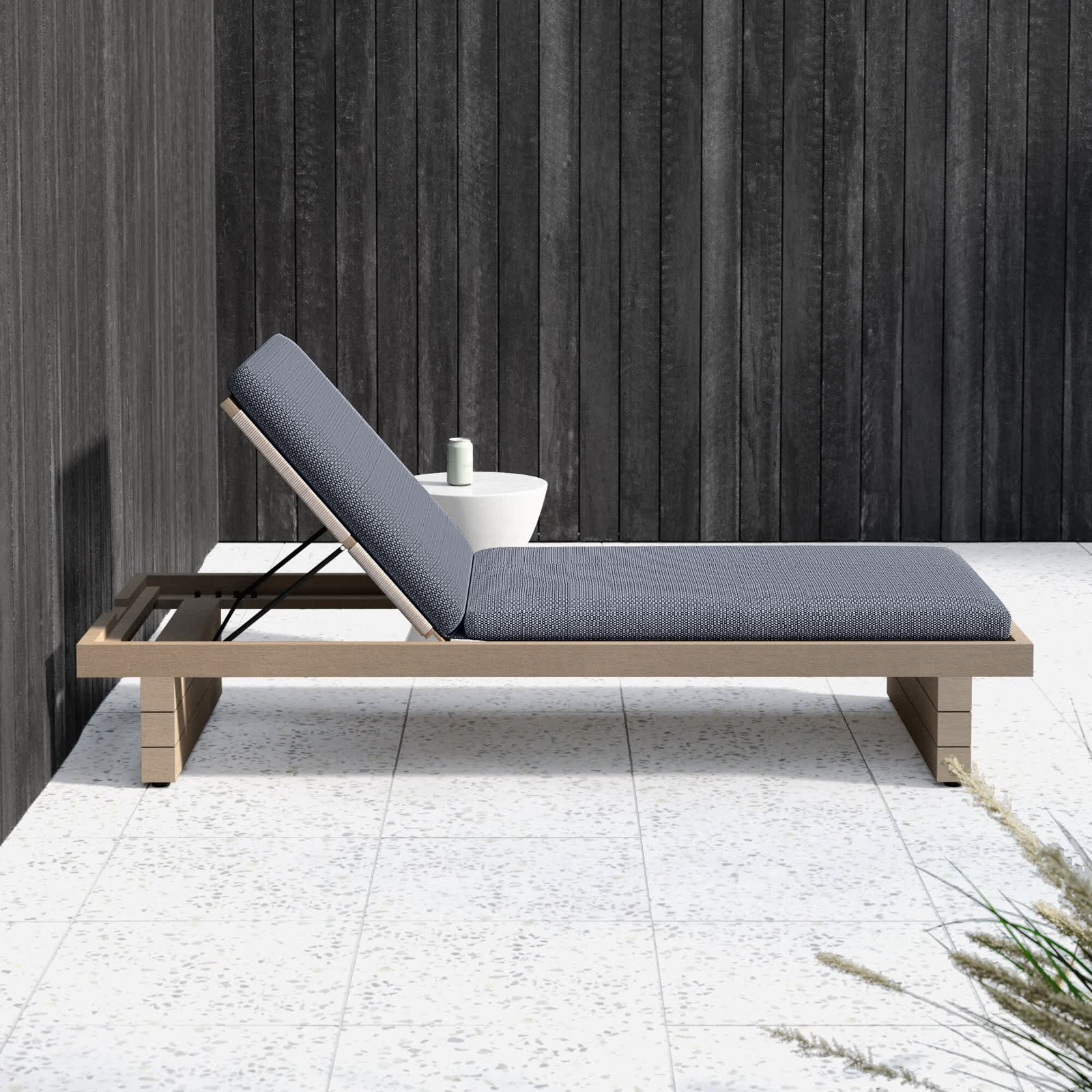 Davie 31.5'' Outdoor Teak Chaise Lounge, Brown, Stone Gray
