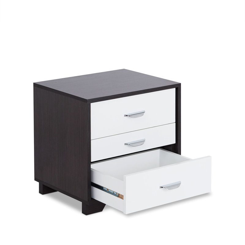 Table d'appoint rectangulaire blanche et noire, 3 commodes, 15,94 po Profondeur, compartiment de nuit contemporain en bois et fabrication en Pb