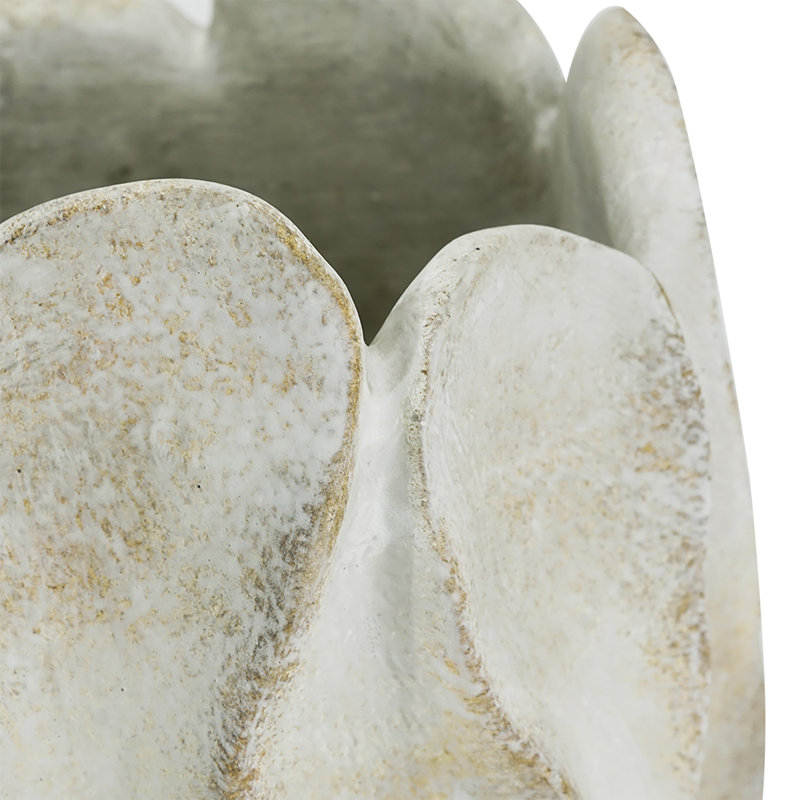 Natural Cement Planter with Flower Bloom Design - Gray, 10" H x 7.9" W x 7.9" D