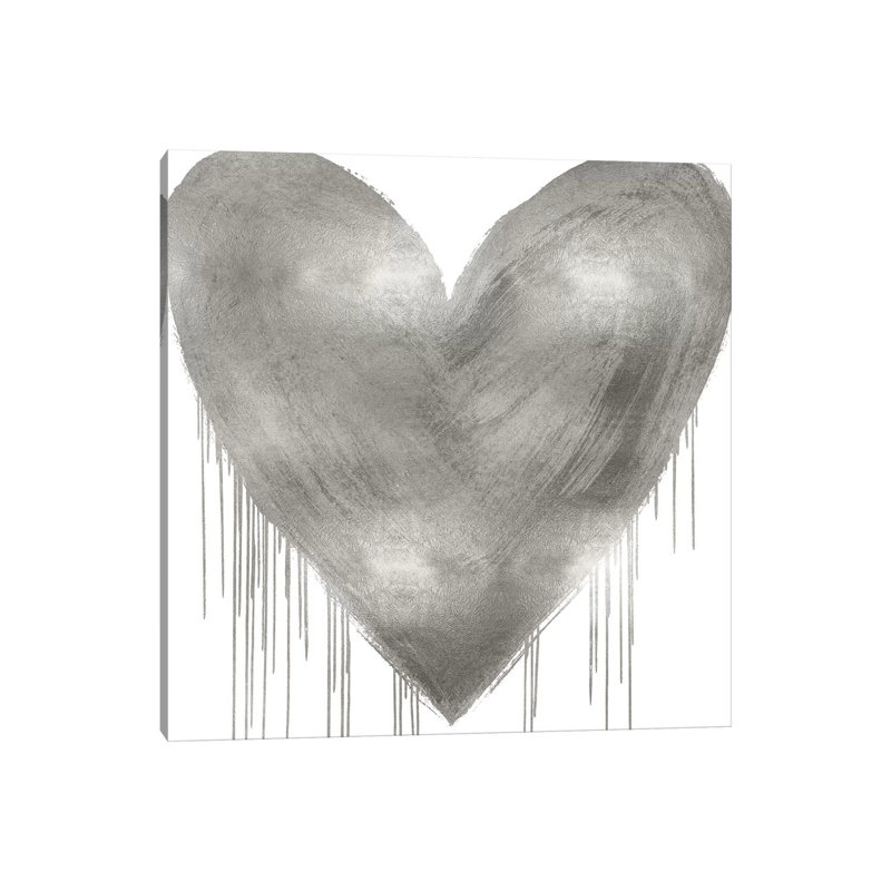 «Big Hearted Silver» par Lindsay Rodgers - impression d'art graphique, H 12 po x l 12 po x P 0,75 po, Toile tendue