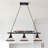 3 - Light Industrial Billiard Ball Dimmable Linear Chandelier with Amber Glass Shades