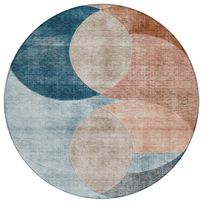 Henry Orange Washable Indoor-Outdoor Rug - 