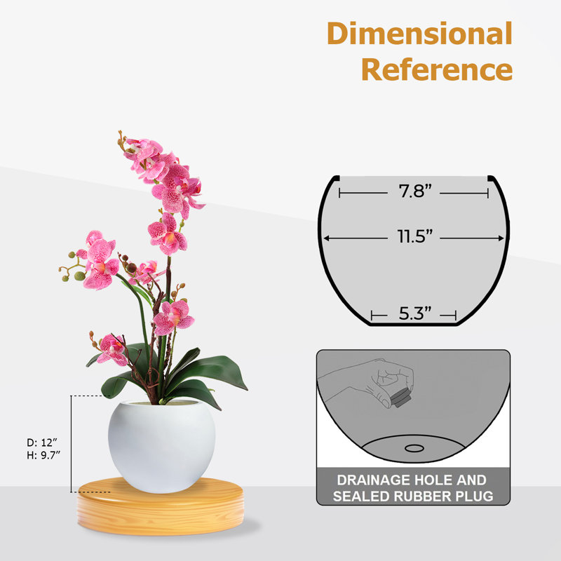 Pot à fleurs en strobone intérieur / extérieur Kute Nest - blanc de Santorin P 12 po (ouverture 7,8 po), Blanc