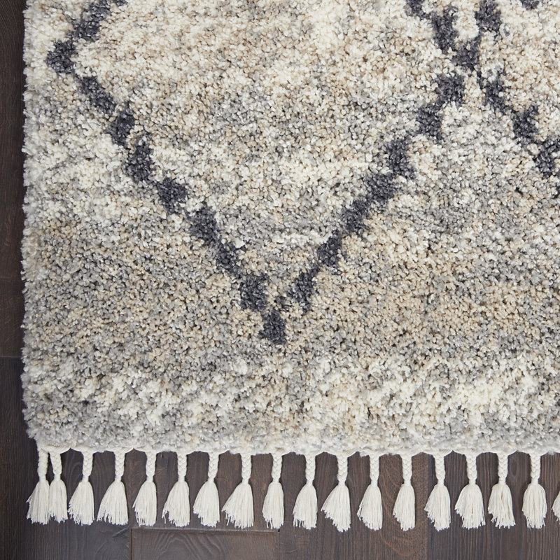 Tapis argenté à poils longs Drusilla, Rectangle 5 pi 3 po x 7 pi 9 po