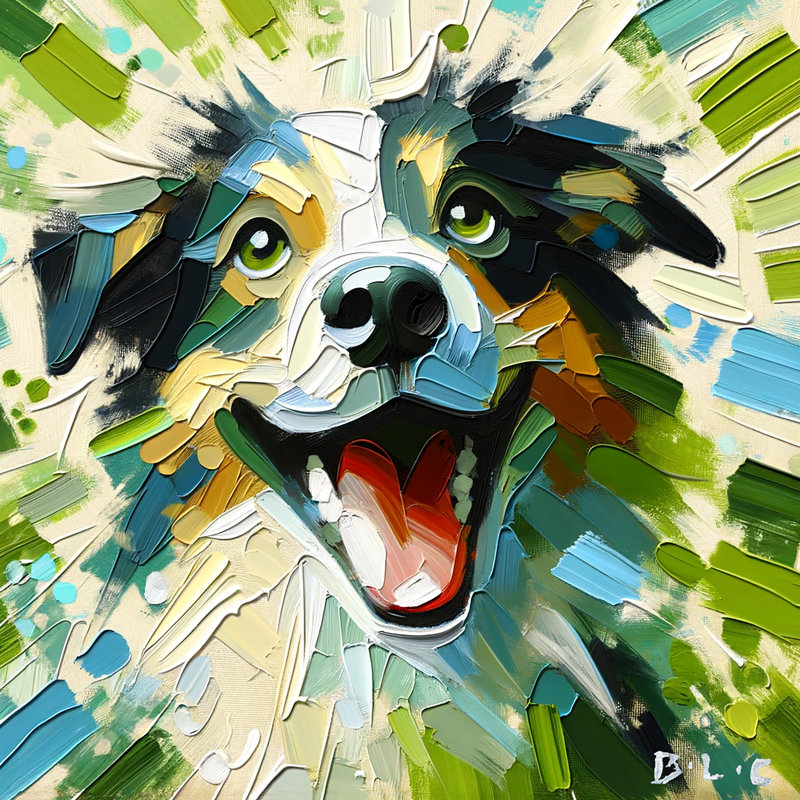 «Vibrant Canine Joy - Abstract Expressionist Dog» sur toile, H 20 po x l 20 po x P 1,5 po