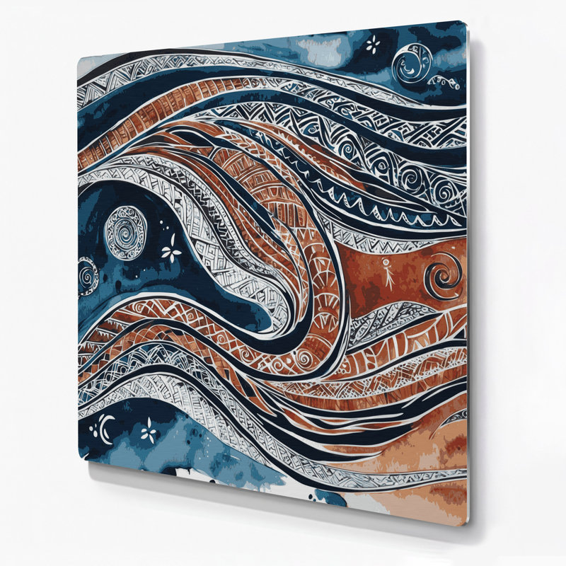 Art mural hawaïen avec motifs polynésiens gris, H 12 po x l 12 po