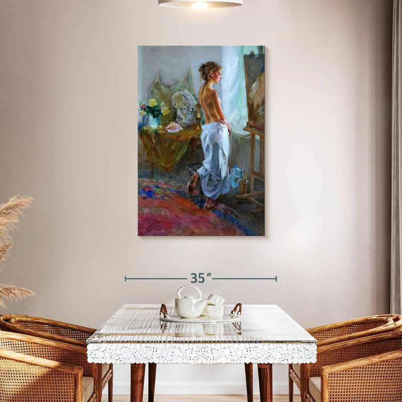 Leisha à la fenêtre II, H 45 po x l 30 po
