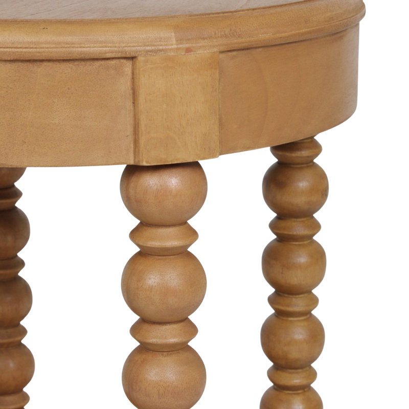 Table d'appoint Elora à pieds tournés ronds avec tablette, 40 cm de largeur, démontable, couleur naturelle claire