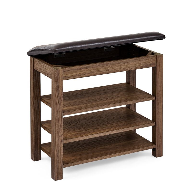 Banc brun avec réglage de la hauteur, bois d'hévéa naturel, éponge haute, trois couches de cuir de ventilation, siège en éponge