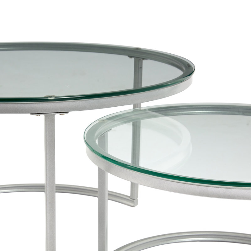 2 tables gigognes Emmitt, Argent