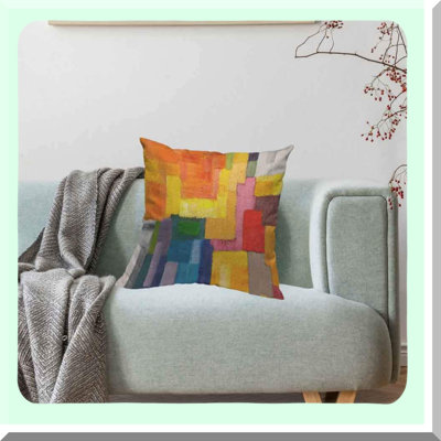 Graffiti Art Linen Pillow Cover - Modern Abstract Cushion Case for Home Sofa Decoration - Colorful Rectangles Wall Décor