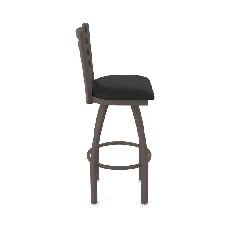 Jackie Swivel Stool, Bronze, Vinyl-Black Vinyl, Counter Stool (25" Seat Height)