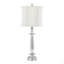 Lampe de table 25,5 "en cristal K9 transparent et métal chromé avec abat-jour en lin blanc de Grandview Gallery - ensemble de 2