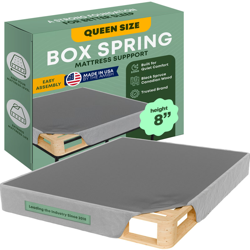 Sommier / base en bois pour support de matelas, facile à assembler, Grand, Profil standard (7,75 po)