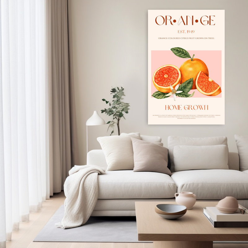 Fresh Orange Botanical Vibrant Vintage Flower Fruit Wall Art, 60" H x 40" W