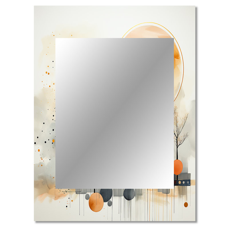 Modern black and yellow forest Landscape III - Landscapes Decorative Wall Mirror, Yellow Large Mirror, Printed Metal Art