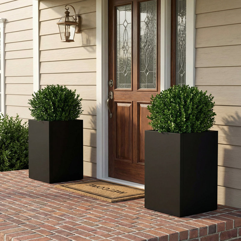 Jardinières rectangulaires en métal pour plantes d'extérieur, H 21 po x l 13 po x P 13 po