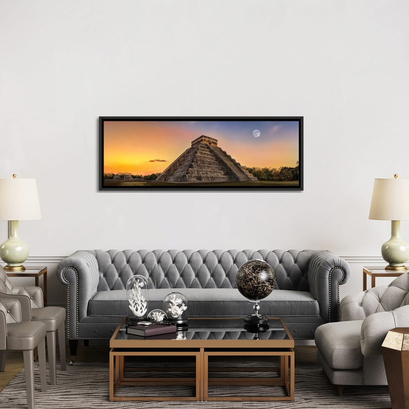 Twilight mayan, H 20 po x l 60 po x P 1,5 po, Toile avec cadre noir