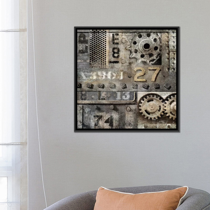 " Industrial II " by Dylan Matthews, 18" H x 18" W x 1.5" D, Black Framed Canvas, No Mat