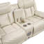 Canapé deux places inclinable électrique avec console centrale, en similicuir beige