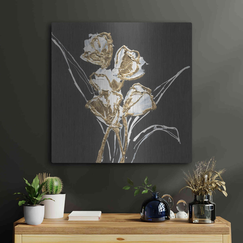 Tulipes dorées par Chris Paschke, H 12 po x l 12 po
