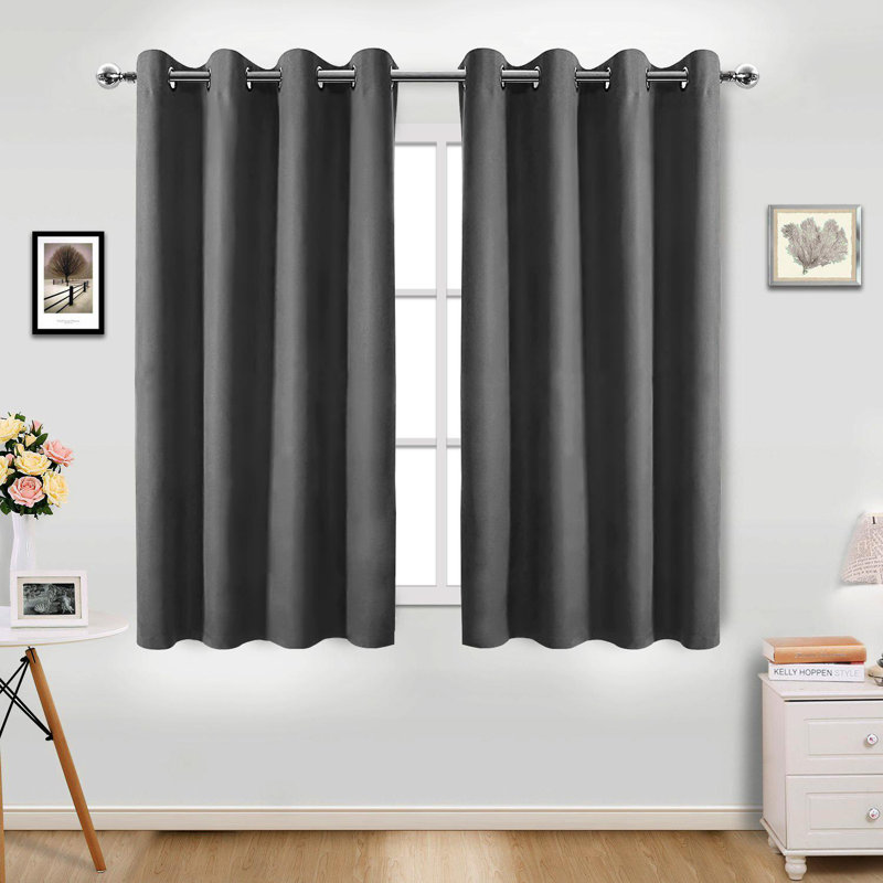 Cornman Blackout Curtains / Drapes Single Panel, 34" W x 45" L, Black