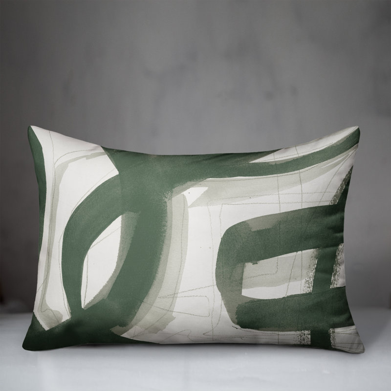 Abstract Outdoor Reversible Throw Pillow, Green