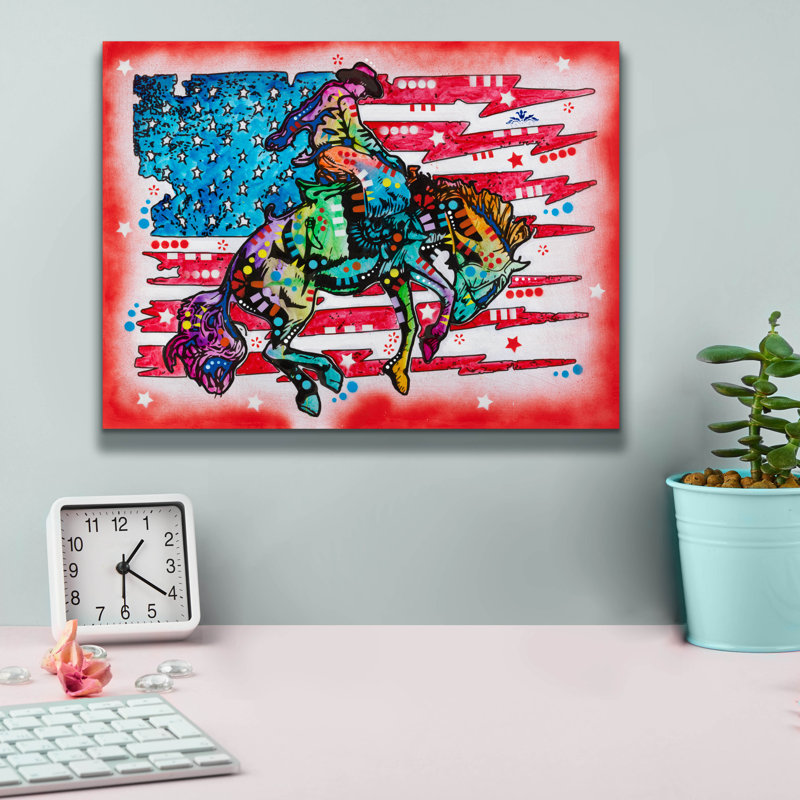 'Ride Em Cowboy' by Dean Russo Canvas Wall Art, 12" H x 16" W x 0.75" D