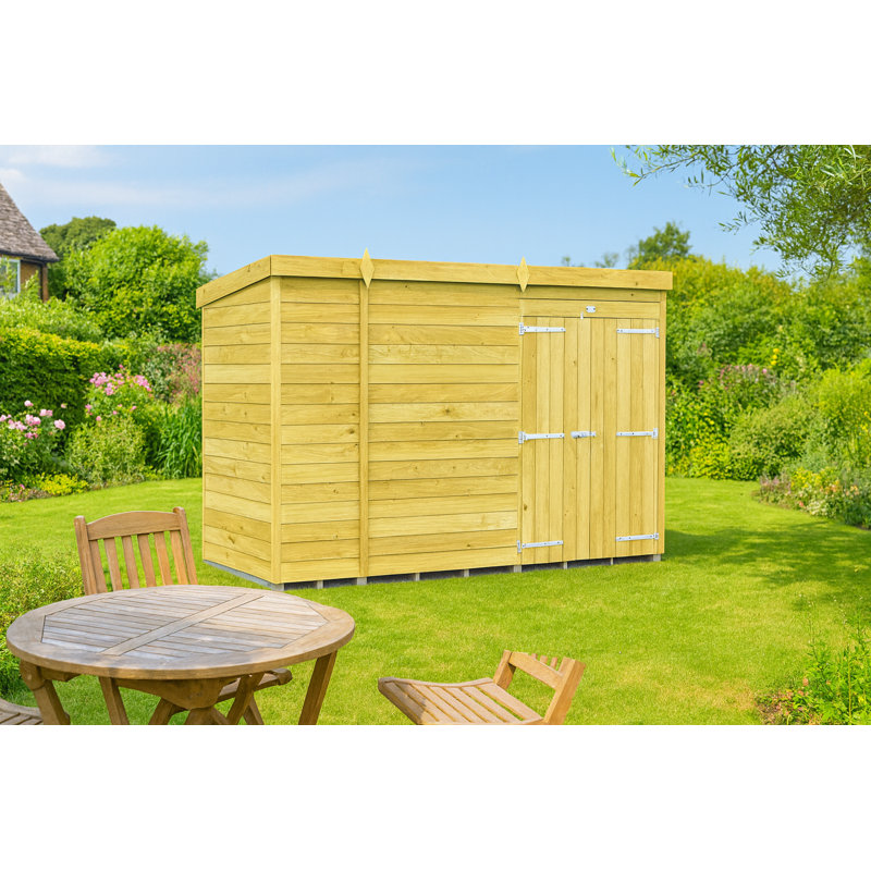 10ft x 4ft Pent Shed - Double Door without Windows