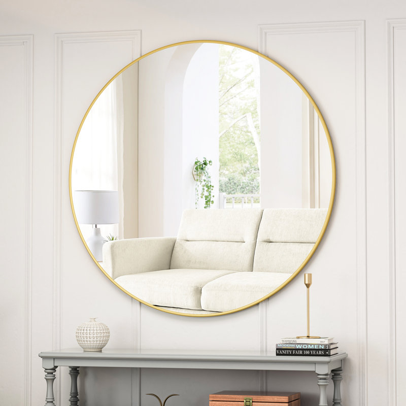 Miroir mural surdimensionné avec cadre en métal doré pour la chambre à coucher, la salle de bain, le décor de salon grand avec cadre, rehaussant l'ambiance de plusieurs pièces