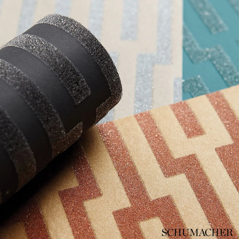 Metropolitan Fret Wallpaper, Turquoise