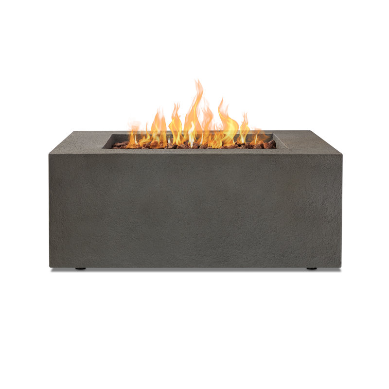 BALTIC Concrete Fire Pit Table with Lid, Glacier Gray, Propane, 15.75" H x 50.5" W x 32.5" D