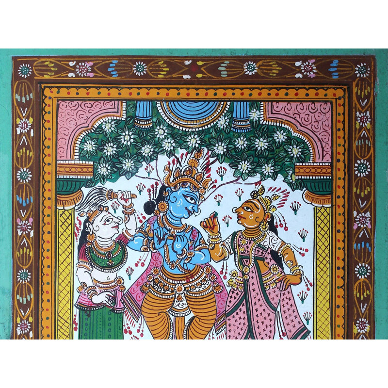 Lord Krishna avec Rukmini et Satyabhama
