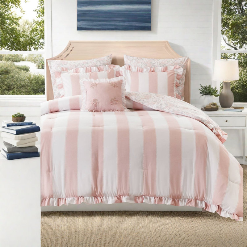 Striped and Toile Comforter Set