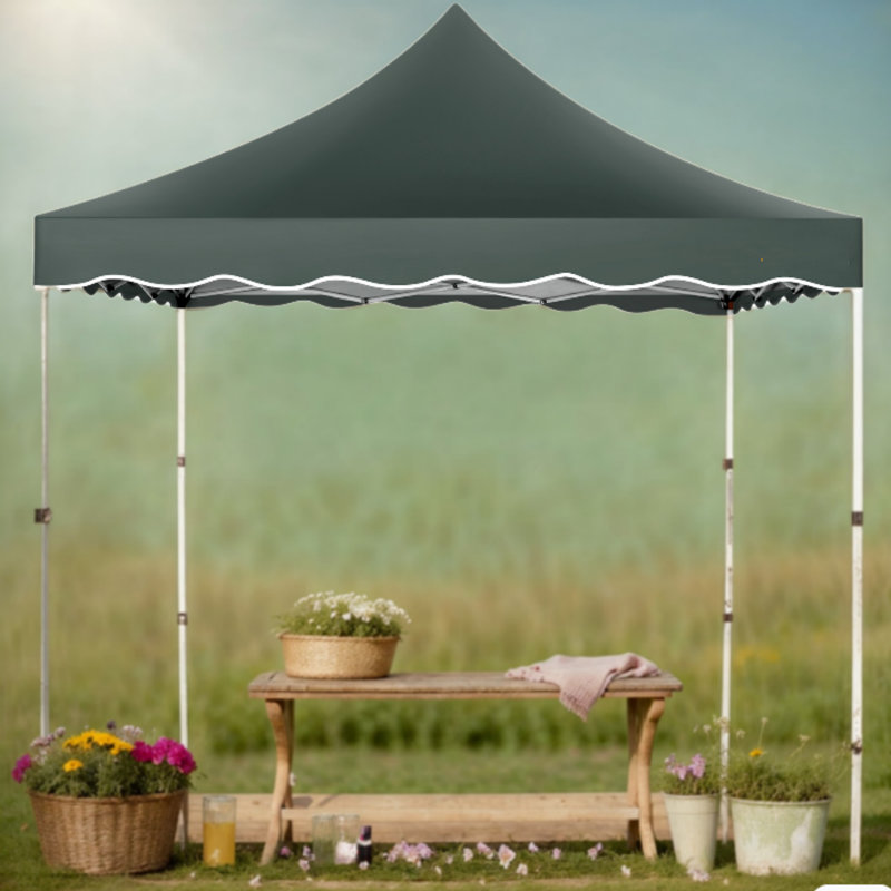 10'x10' Pop Up Canopy Wavy edge tent with One Person Set Up Center Lock and Storage bag, Gray