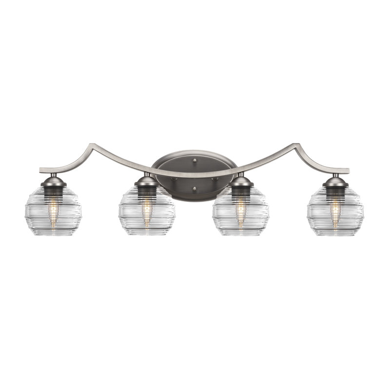 Barre d'éclairage de salle de bain 4 lumières Zilo, Transparent, Gris