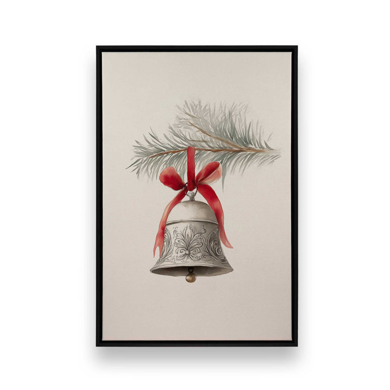 Silver Bell Noel, reproduction d'art sur toile, H 18,75 po x l 12,75 po, Noir satiné