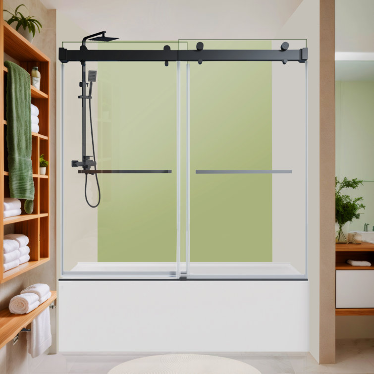 60" W x 60"  H Tub Door Bathtub Shower Door with Upgraded Crashproof System