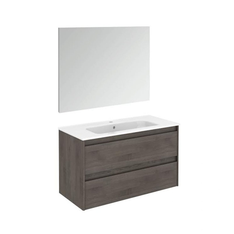 Ensemble de meuble-lavabo simple 40 "avec miroir Ambra, Cendre de Samara
