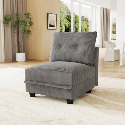 Chaise de rangement en velours côtelé gris